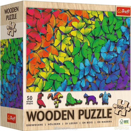 TREFL drewniane 500+1 el. Tęczowe motyle [PUZZLE]