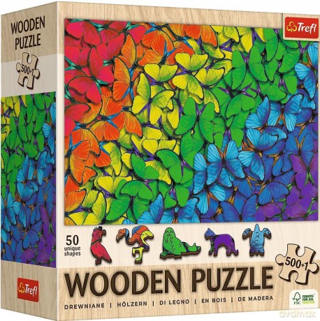 TREFL drewniane 500+1 el. Tęczowe motyle [PUZZLE]
