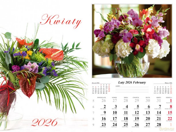 Kalendarz 2026 ścienny 7-k Kwiaty [KALENDARZ]