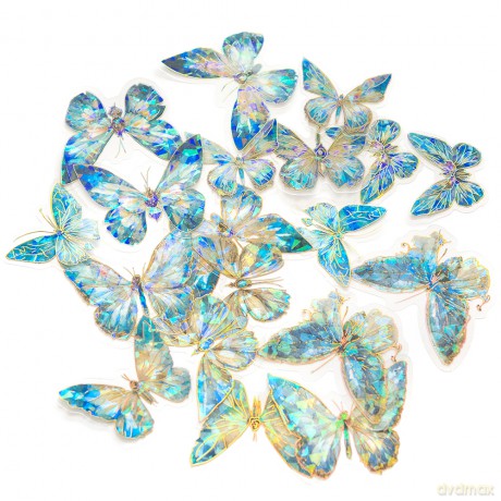 Naklejki Pet Połyskujące Motyle Blue Stardust 20 szt.