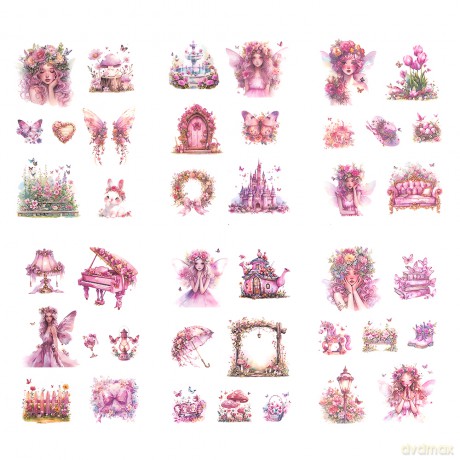 Naklejki Pet Połyskujące Wróżki Pink 6 arkuszy