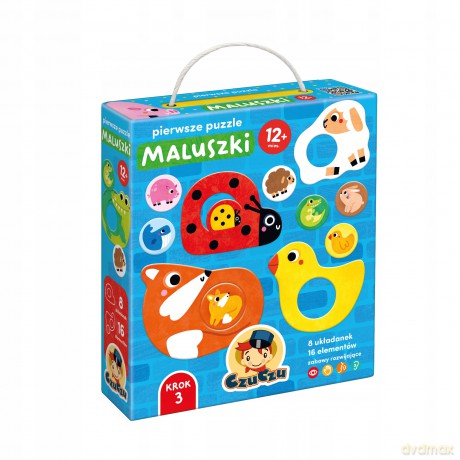 CzuCzu Pierwsze puzzle Maluszki, dla dzieci 1+, 8 układanek z dziurką