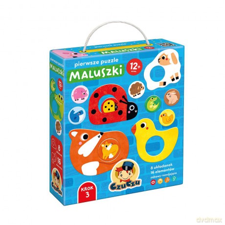 CzuCzu Pierwsze puzzle Maluszki, dla dzieci 1+, 8 układanek z dziurką