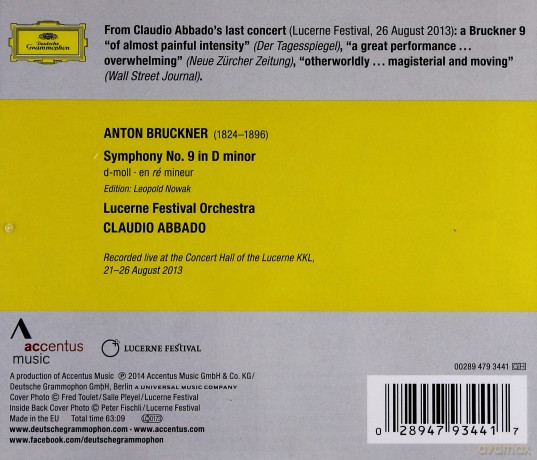 Claudio Abbado: Bruckner Symphony 9 [CD]