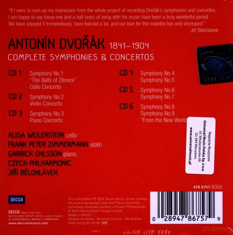 Jiri Belohlavek: Dvorak Complete Symphonies And Concertos [6CD]