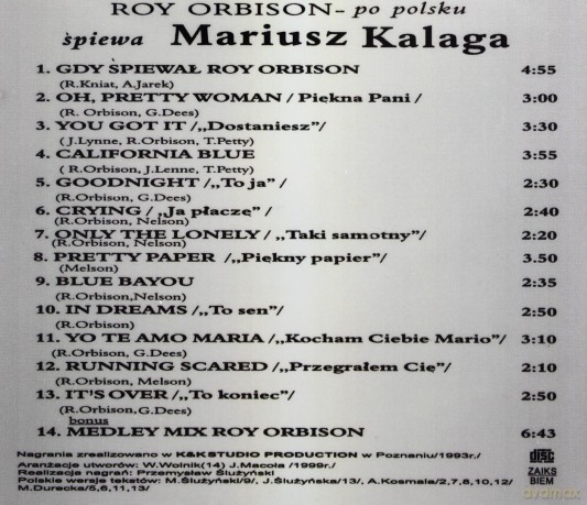 Mariusz Kalaga: Gdy śpiewał Roy Orbison [CD]