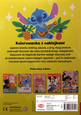 Disney Stich Kolorowanka z naklejkami NA-9141 [KSIĄŻKA]