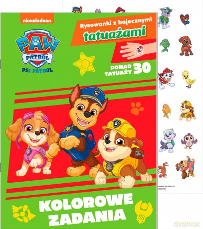Kolorowe zadania. Psi Patrol. Rysowanki z bajecznymi tatuażami [KSIĄŻKA]