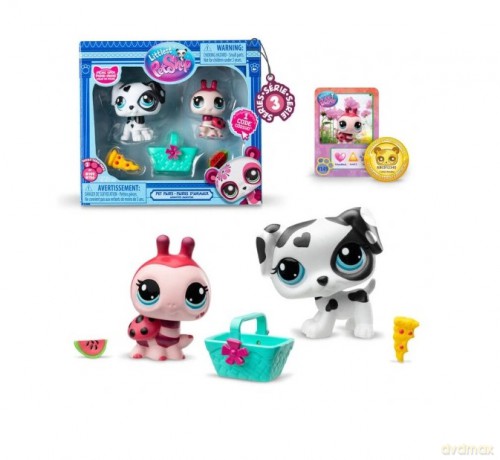 Littlest Pet Shop Zestaw figurek Piesek Dalmatyńczyk i Biedronka + akcesoria seria 3