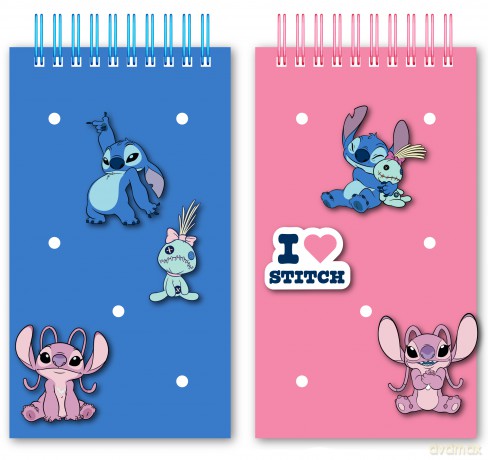 Notes z silikonową okładką oraz przypinkami Stitch 15x 8,5cm 1szt.mix
