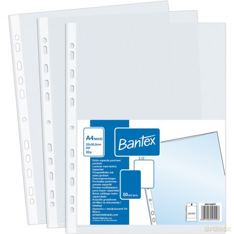 Paczka Koszulka groszkowa A4 Bantex maxi PP 90 mikr. 50 sztuk