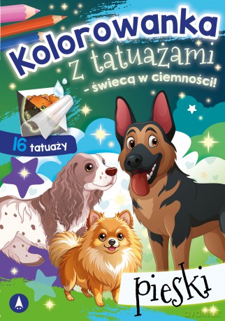 Pieski. Kolorowanka z tatuażami świecącymi w ciemności [KSIĄŻKA]