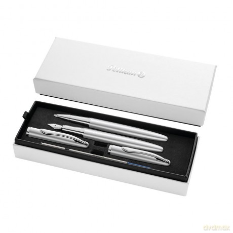 Pióro wieczne Pelikan +pióro kulkowe Jazz Noble Elegance Silver