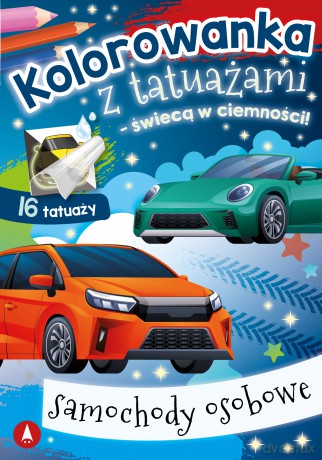 Samochody osobowe. Kolorowanka z tatuażami świecącymi w ciemności [KSIĄŻKA]
