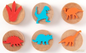 Zestaw drewnianych stempli Dinozaury
