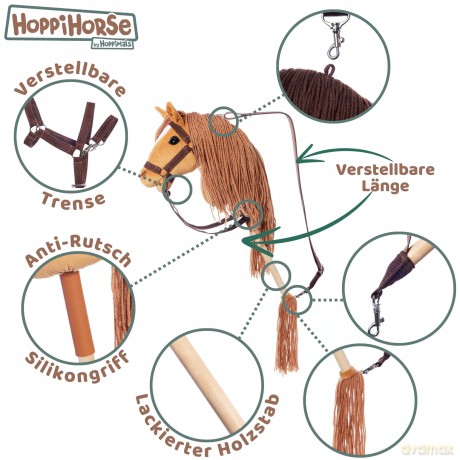 Koń na kiju Hobby Horse HOPPIHORSE A4 Chestnut - brąz, maść kasztanowata