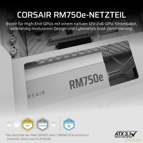 Zasilacz RM750e WHITE 80+GOLD F.MODULAR ATX3.1