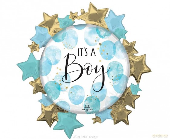 Balon foliowy Baby Boy Blue Watercolor 76x76 cm