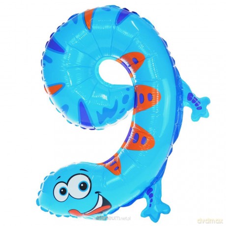 Balon foliowy cyferka 9 zwierzątko