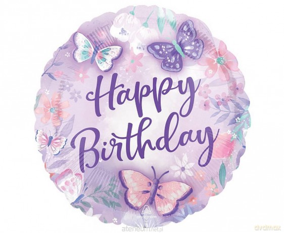 Balon foliowy Flutter Happy Birthday Motyle 46 cm
