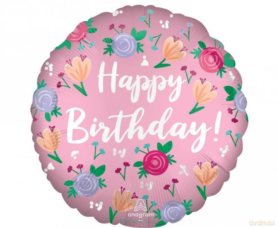Balon foliowy Happy Birthday Peony 46 cm