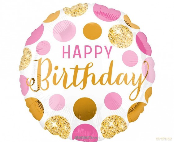 Balon foliowy Pink and gold Happy Birthday 46 cm