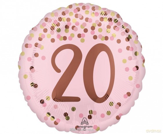 Balon foliowy Pretty pink 20th Birthday 46 cm