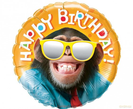 Balon foliowy Smiling chimp Happy Birthday 46 cm