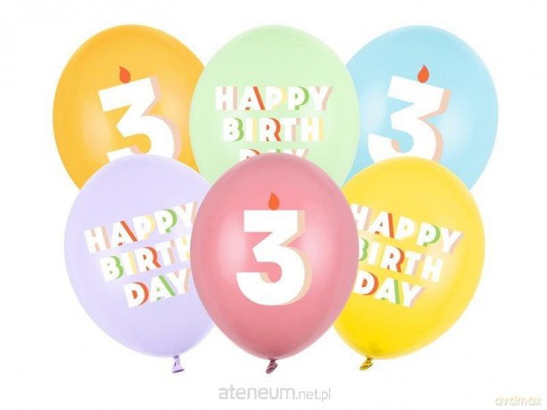 Balony 3 mix 30 cm 6szt