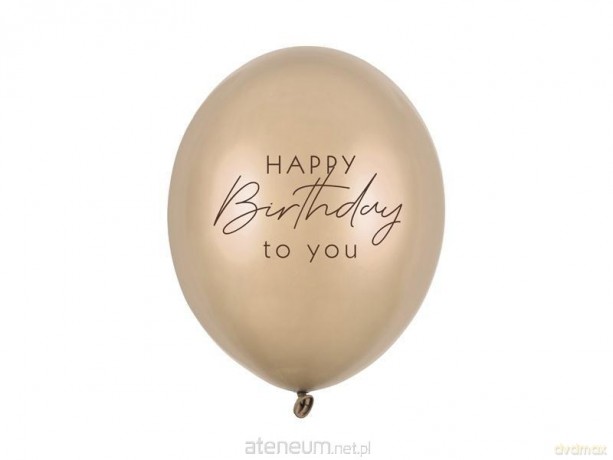 Balony Happy Birthday Metallic Cold Gold 30 cm 6szt