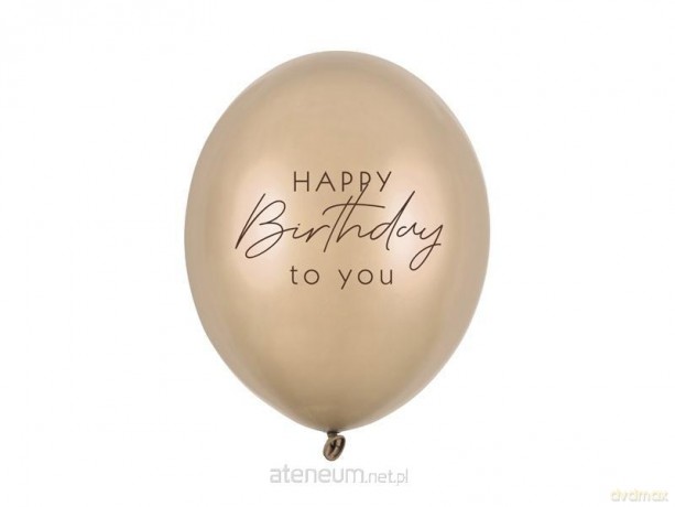 Balony Happy Birthday Metallic Gold 30 cm 50szt