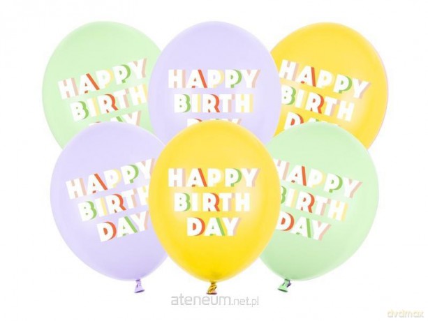 Balony Happy Birthday mix 30 cm 50szt