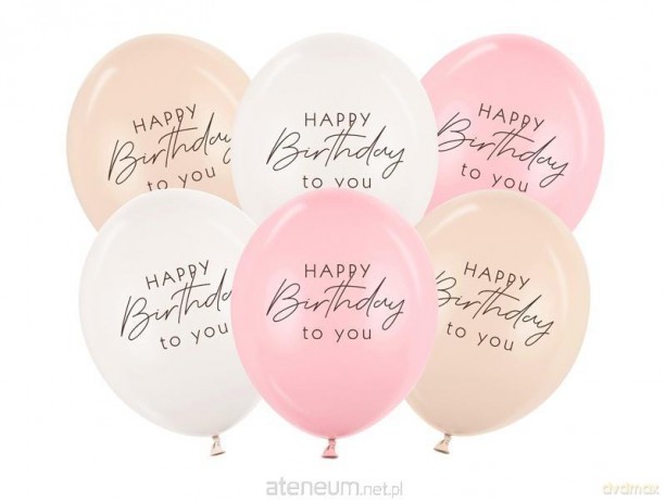 Balony Happy Birthday mix różowy 30 cm 50szt