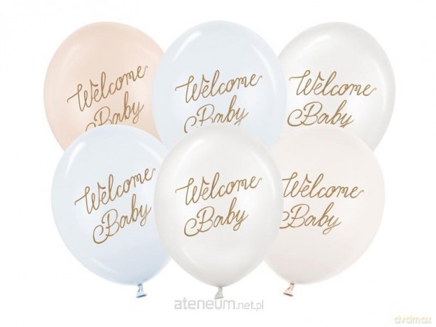 Balony Welcome Baby mix niebieski 30 cm 6szt