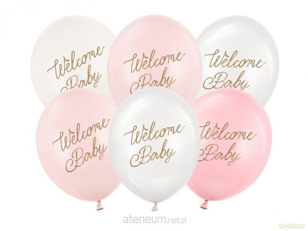 Balony Welcome Baby mix różowy 30 cm 6szt