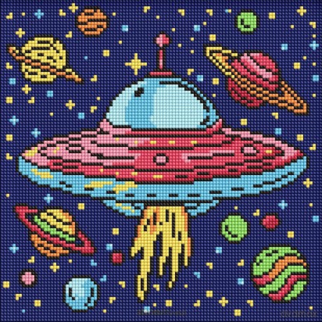Diamentowa mozaika Kids - Kosmiczna podróż 30x30 cm