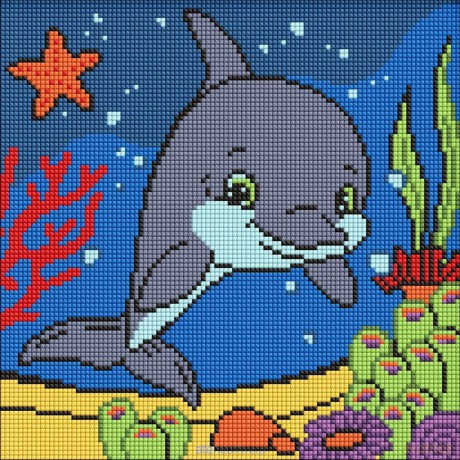Diamentowa mozaika Kids - Uprzejmy delfin 30x30 cm