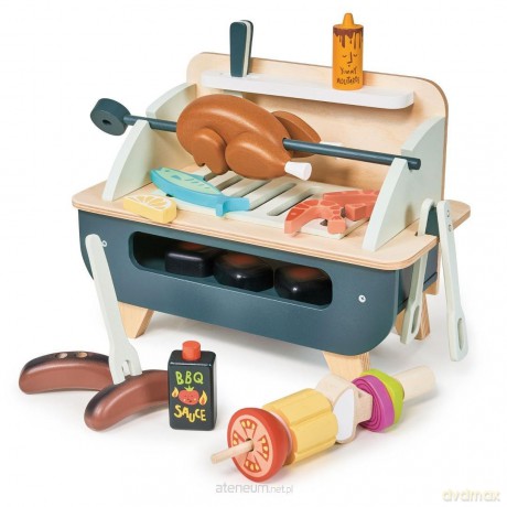 Grill drewniany BBQ z akcesoriami
