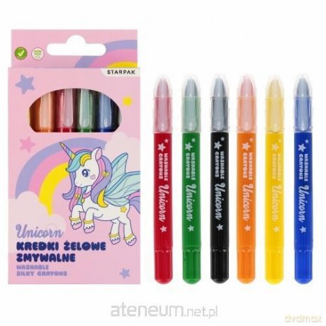 Kredki zmywalne 6 kolorów Unicorn