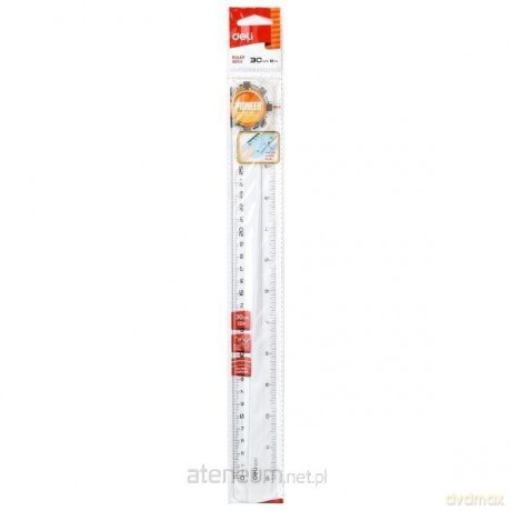 Linijka 30 cm Pioner przeźroczysta