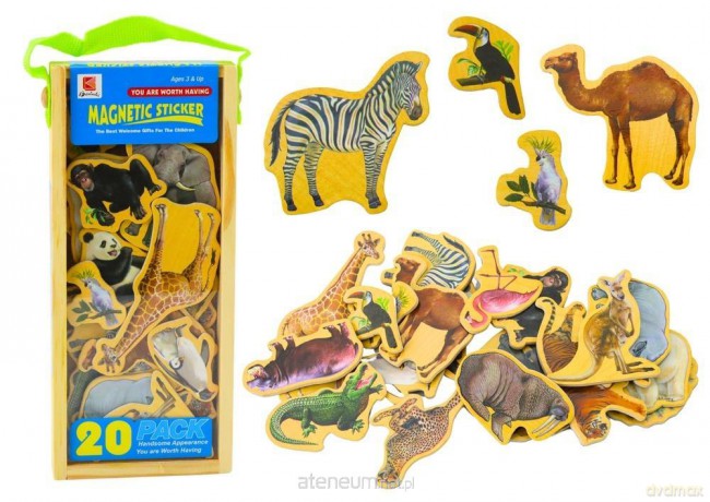 Magnesy drewniane zwierzęta 20szt