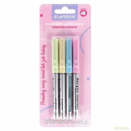 Marker akrylowy w pędzelku pastel 4 kolory