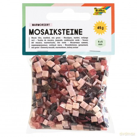 Mozaika kamyczki marmurkowe 5x5mm czerwona