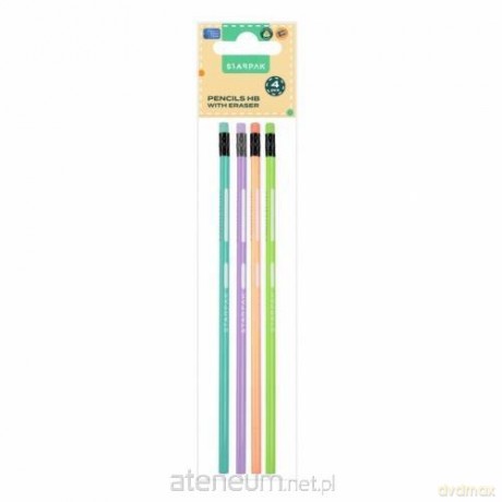 Ołówek z gumką HB trójkątny pastel 4szt