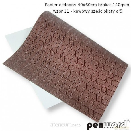 Papier ozdobny brokatowy 140g 40x60 cm kawa 5ark