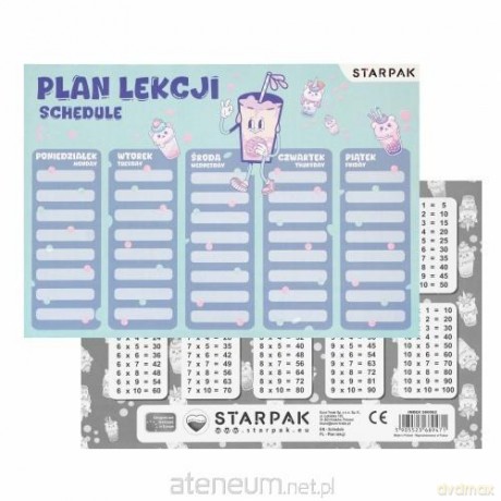 Plan lekcji z tabliczką mnożenia Bubble Tea(25szt)