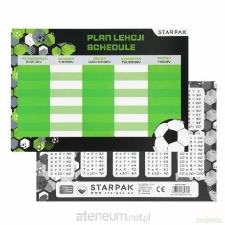 Plan lekcji z tabliczką mnożenia Football (25szt)
