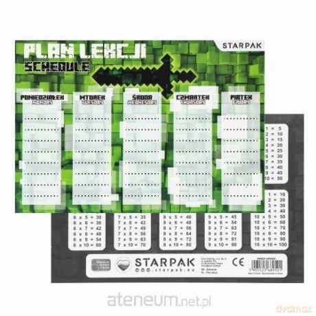 Plan lekcji z tabliczką mnożenia Games (25szt)