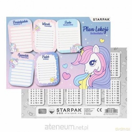 Plan lekcji z tabliczką mnożenia Unicorn (25szt)