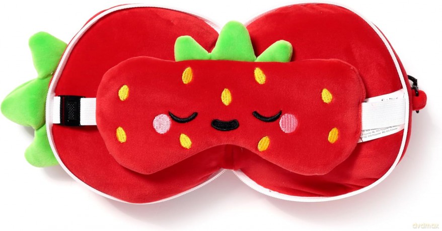 Poduszka podróżna i maska na oczy Strawberry